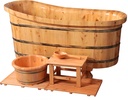 Handmade Cedar Wooden Soaking Tub with Removable Backrest, Triple-Thick Rim and Seamless Finish – Home Spa Bath Barrel (wooden color, 51 in)