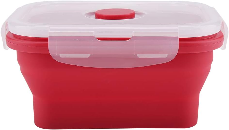 Silicone Lunch Box, Foldable Food Container Collapsible Lunch Container Food Storage Box Food Storage Container Microwave Food Container 350ml (red)