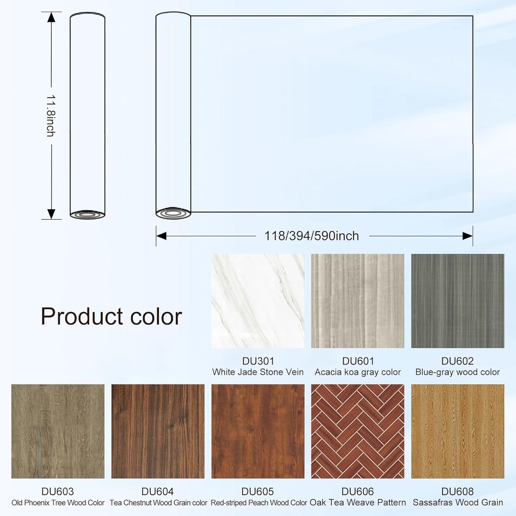 Wood Grain Peel and Stick Floor Tiles， Vinyl Floor Tiles，Peel and Stick Vinyl Flooring， Waterproofand Non-Slip Features，Easy to Install，for Kitchen Bedroom Bathroom Office (DU301, 394"*11.8")