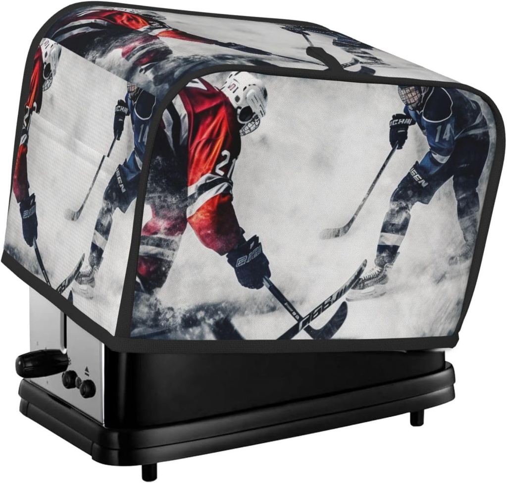 Ice Hockey Art Toaster Cover 2 Slice, Bread Machine Covers Quilted Toaster Dust Cover Universal Size Kitchen Small Appliance Cover With Top Handle