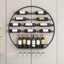 Modern Mental Wall Mounted Wine Rack,Wine Racks,Wine Racks Free Standing,Stackable Wine Holder, Round Wine Glass Shelf Goblet Holder for Bar Wine Cellar Kitchen Storage Display (Color : Black, Size