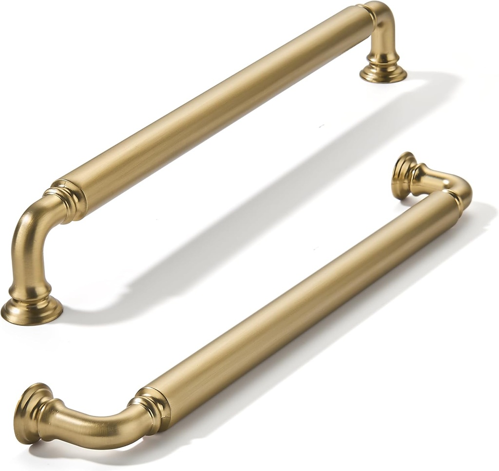 khtumeware 10-Pack Champagne Bronze Heavy-Duty Solid Cabinet Pulls, 8 Inch (203mm) Hole Center, Satin Brass Drawer Pulls, Cabinet Hardware, Suitable for Kitchen Cabinets, Bathrooms and Dressers