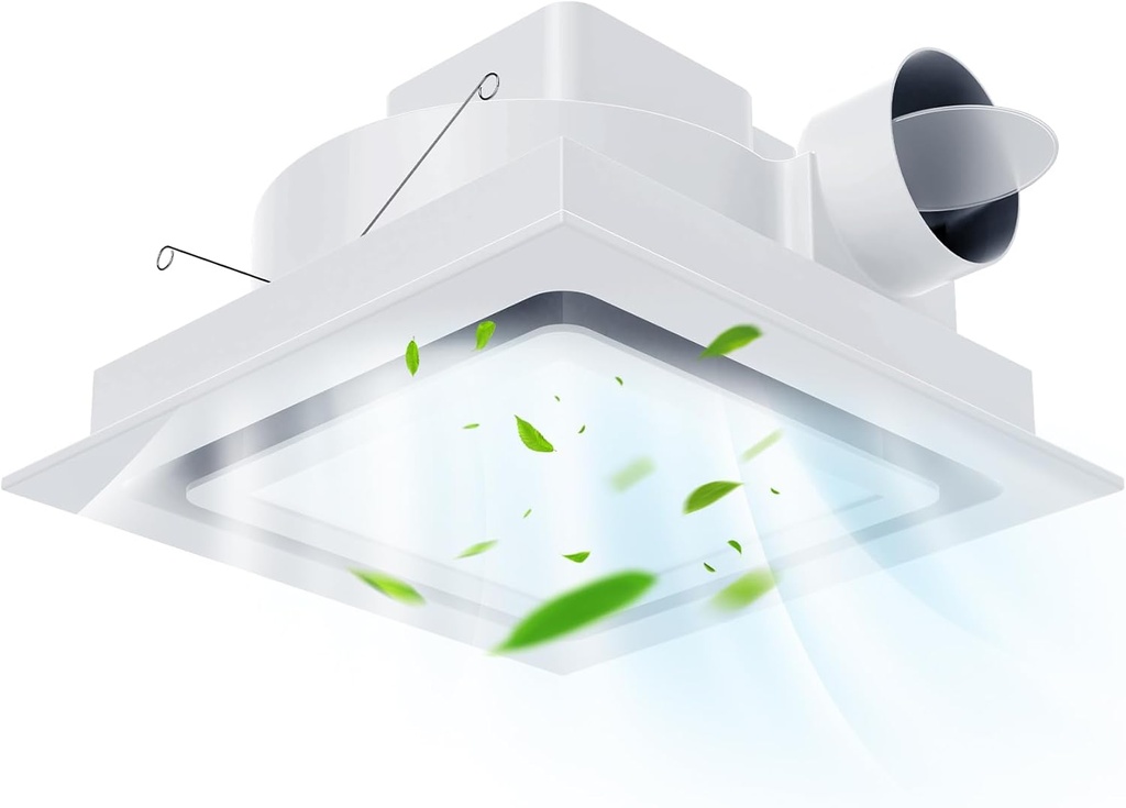 12" Bathroom Exhaust Fan with Light, Bathroom Fan with 12W 3000/4500/6500K LED Light Combo, 141CFM 1.0Sones Low Noise Bath room Ventilation Fan for Home/Bath/Office/Hotel (12in Classic-Change Light)