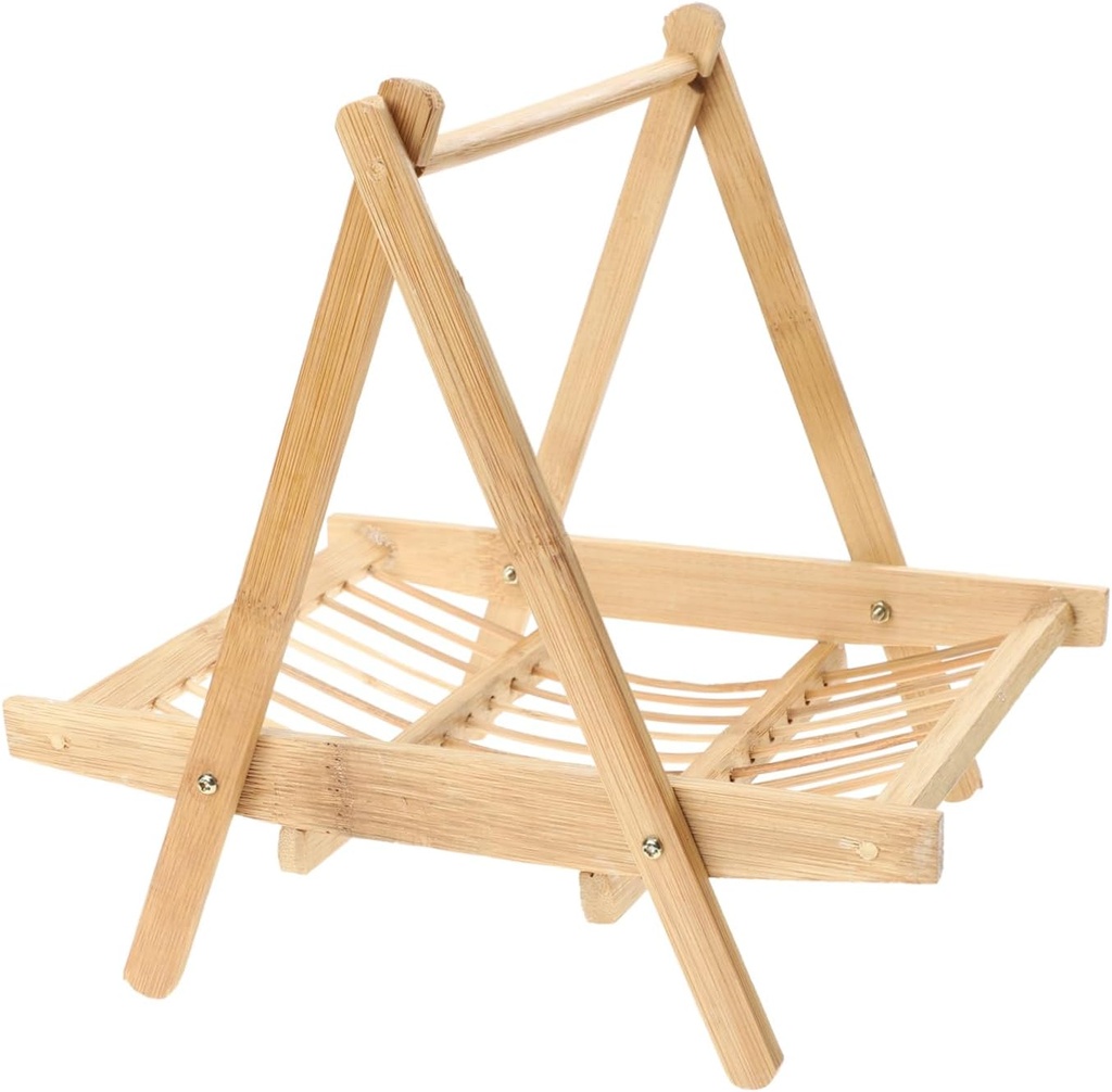 Garneck Meat Drying Rack Bamboo Fruit Basket Handheld Fruit Rack Snack Basket Kitchen Vegetable Storage
