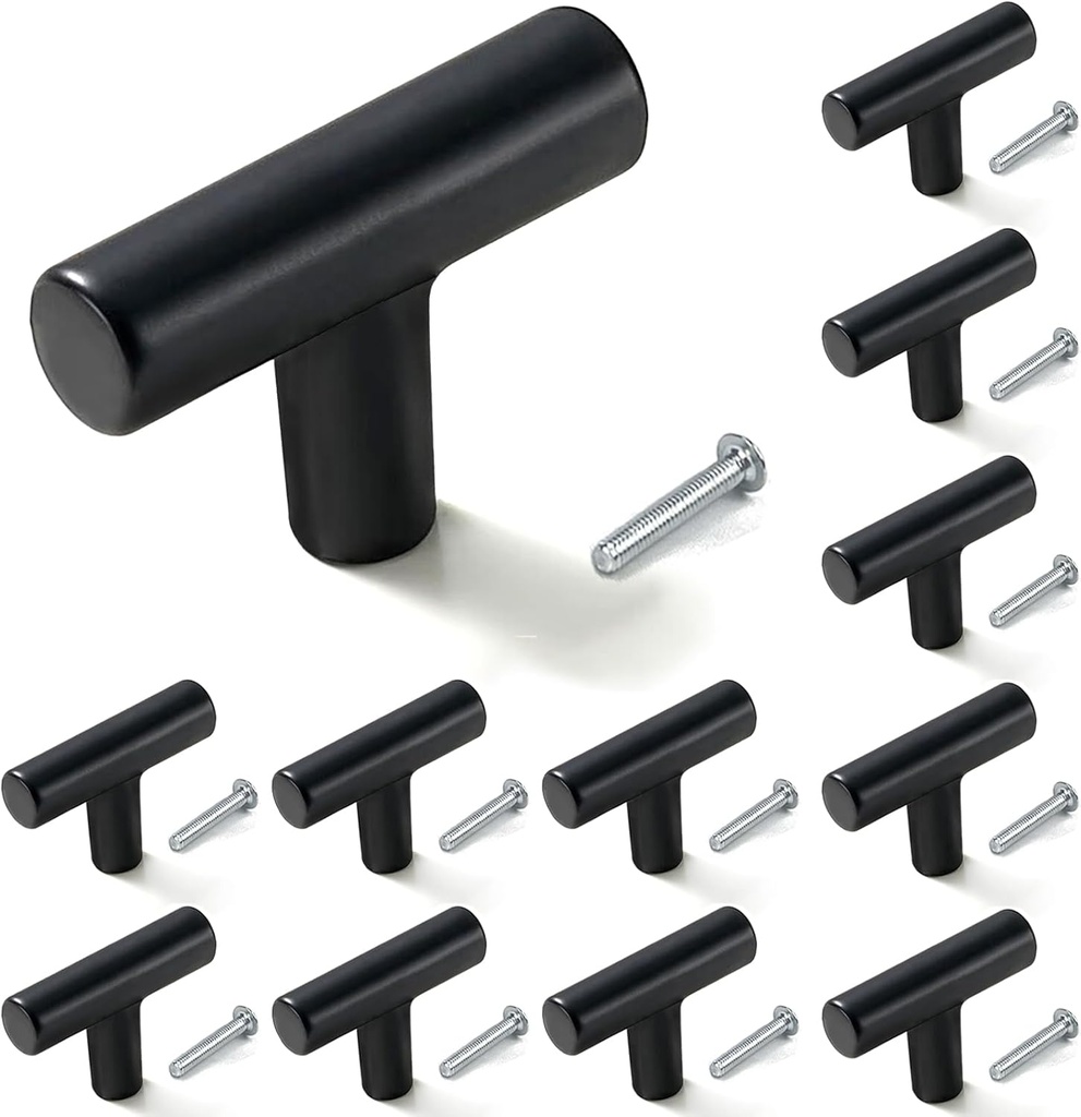 12PCS Cabinet Knobs, Black Cabinet Pulls Drawer Knobs, Single Hole Cabinet Hardware with Screws, for Kitchen Bedroom Furniture