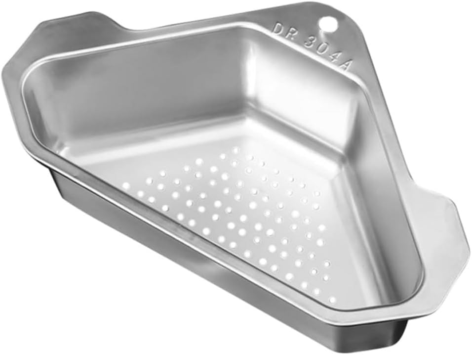 Tofficu 304 Stainless Steel Sink Drain Basket Triangular Hanging Corner Strainer for Kitchen Sink Food Waste and Fruit Washing Drain and Easy to Clean