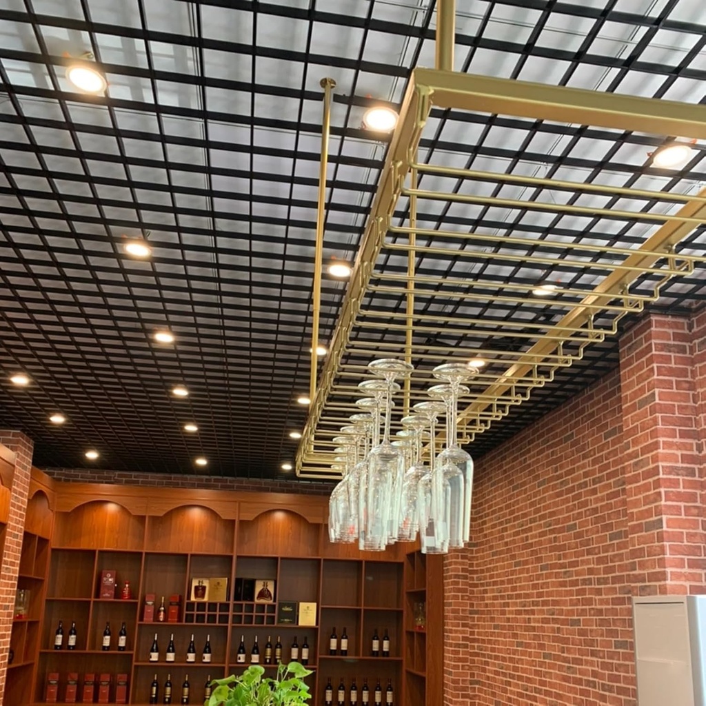 Hanging Shelves Wall-Mounted Bar Decor Racks, Goblet Stemware Organizer Racks, Metal Floating Red Wine Glass for Bar Cafe Cellar - Adjustable Height(60x35cm(24x14inch))