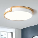 Dimmable LED Wood Flush Mount Ceiling Lights,Modern White 5CCT 2700K-6000K Lighting Fixtures,Round Ceiling Lamp for Kitchen Living Room Dining Room Bathroom Bedroom Entryway 15.8in