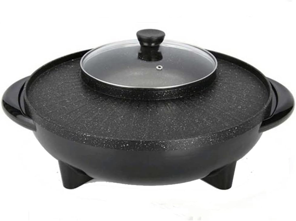 Electric Hot Pots Electric Grill with ShabuShabu Hot Pot, Multifunc tional Nonstick Coating Pot, 1700W, Perfect for 1-6 Person 2 in 1 Indoor Non-Stick Electric Hot Pot and Griddle for Korean BBQ, Stea