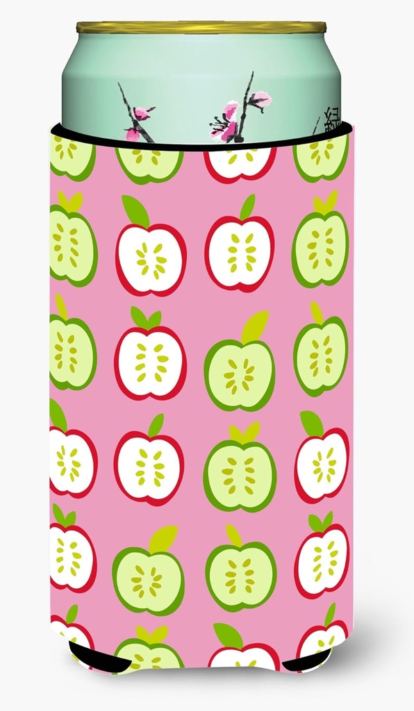 Caroline's Treasures BB5141TBC Apples on Pink Tall Boy Hugger Can Cooler Sleeve Hugger Machine Washable Drink Sleeve Hugger Collapsible Insulator Beverage Insulated Holder