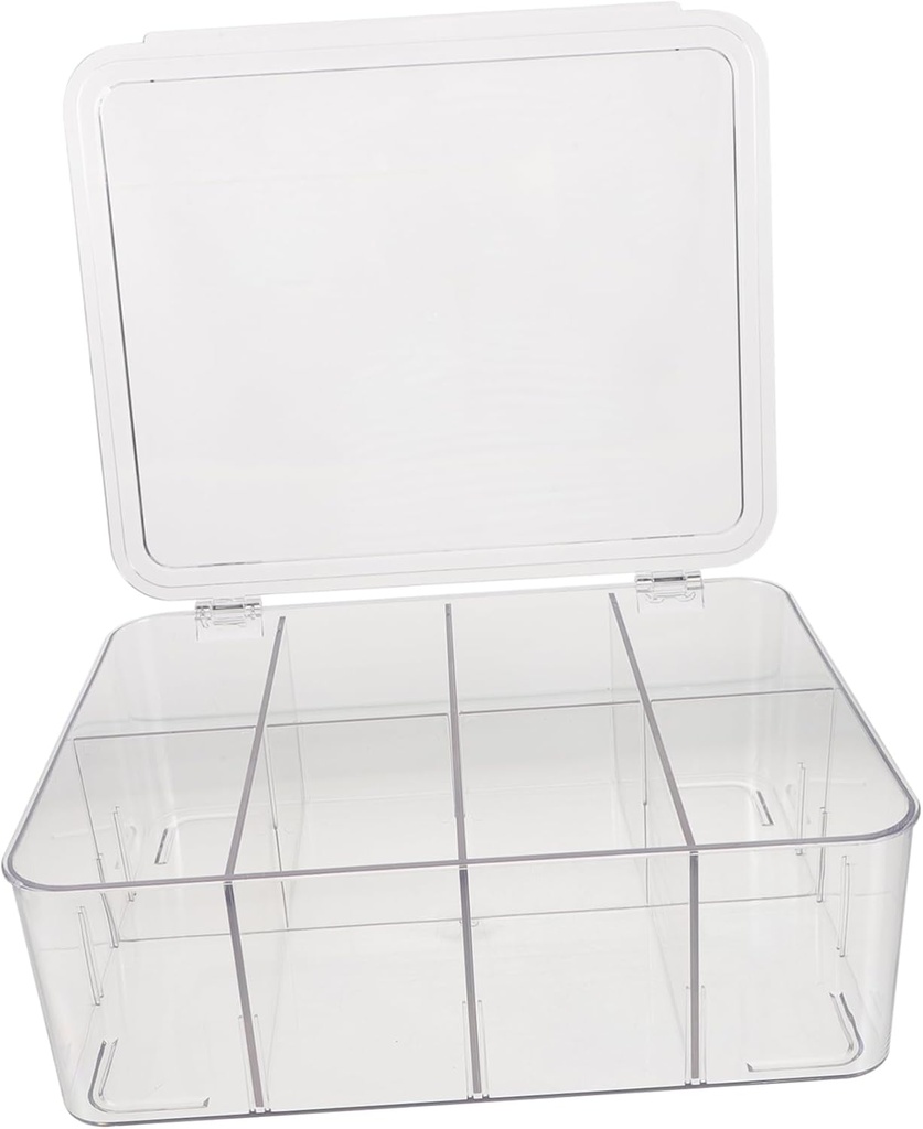Homoyoyo Divided Tea and Coffee Storage Box with Lid Transparent Organizer for Tea Bags and Coffee Packs Multi-functional Holder for Kitchen and Office Use