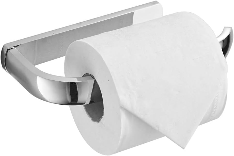 BESy Brass Toilet Tissue Paper Holder Polished Chrome Bathroom Accessories Fixtures Wall Mounted, Rust Protection