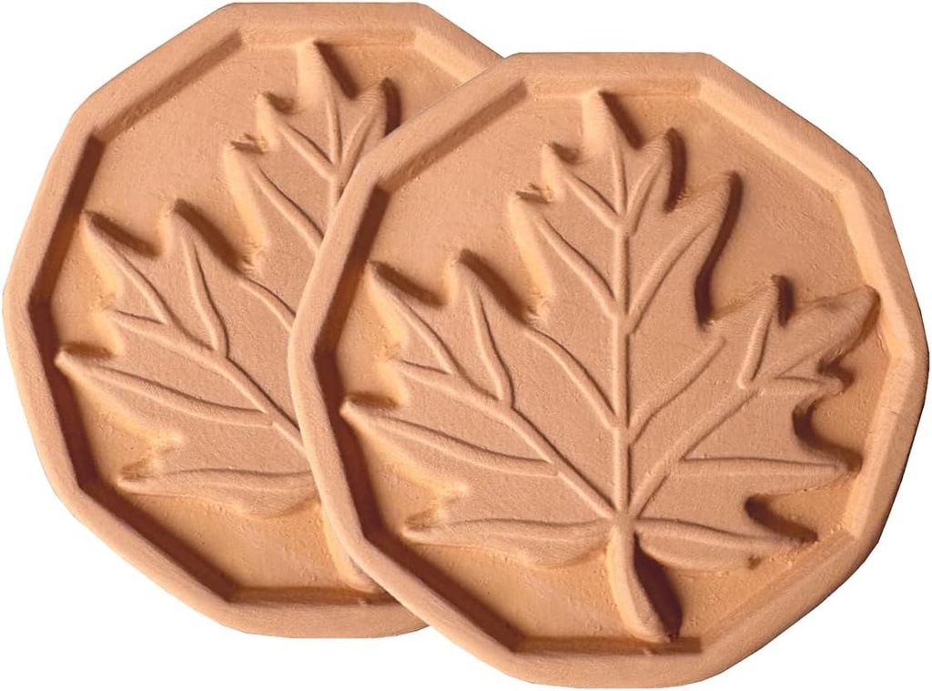 2 Pack Brown Sugar Saver and Softener, Terracotta Brown Sugar Keeper Disc for Food Storage Containers, Reusable & Food Safe, Maple Leaf