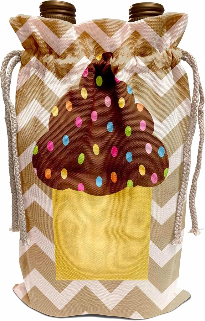Wine Bag - Chevron stripe chocolate cupcake PS Creations