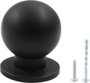 10 Packs Round Matte Black Knobs, 1 Inch Diameter Aluminium Pulls, Black Drawer Pulls, Ball Knobs for Cabinets Furniture Door, Black