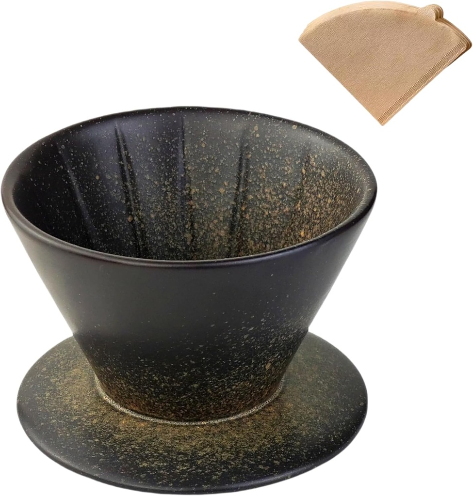 Pour Over Coffee Maker, Ceramic Coffee Dripper With 40 pcs of Size 02 Paper Filter,Reusable Porcelain Portable Pour Over Coffee Maker (Big hole（Faster flow rate）)