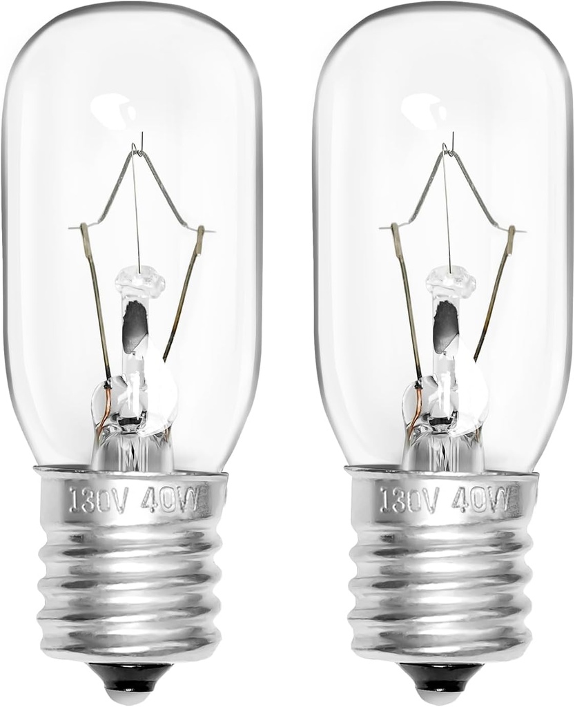 Belleone 2pcs Microwave Bulb WB36X10003-130V 40W Oven Light Bulb Compatible with GE LG Frigidaire Kenmore, Universal Type Stove Incandescent Warm White Light Lamp Replacement E17 Base Socket