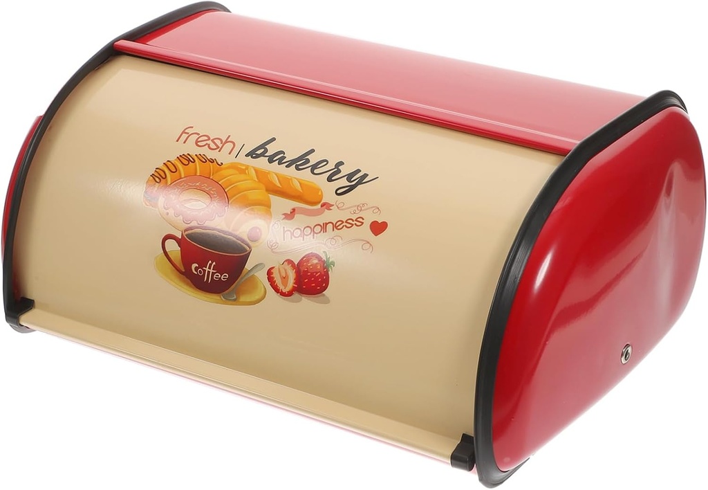 Retro Red Drum Shaped Bread Box with Cover Moisture Resistant Kitchen Storage Container for Bread Snacks and Fruits for Home Bakery and Cafe Use