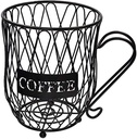 Durable Coffee Storage Basket, Simple Wrought Iron Coffee Pod Capsules Holders Black Coffee Pod Rack Mug Shaped Big Capacity Kitchen Organization