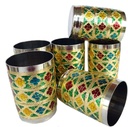Rastogi Handicrafts Stainless Steel Hand Work Set of 6 Drink ware Glass