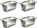 4 Pack Hotel Pans with Lid, 1/3 Size Steam Table Pan Set for Food, 6 Inch Deep Commercial Catering Pan Stainless Steel Table Steam Pans for Hotel, Buffet, Restaurant and Party