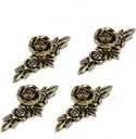 Antique Euro Rose Cabinet Knobs with Backplate, Shabby Chic Kitchen Zinc Alloy Flower Drawer Pull Handles for Dresser Vanity Nightstand Cupboard Wardrobe, 4 Pack (Bronze)