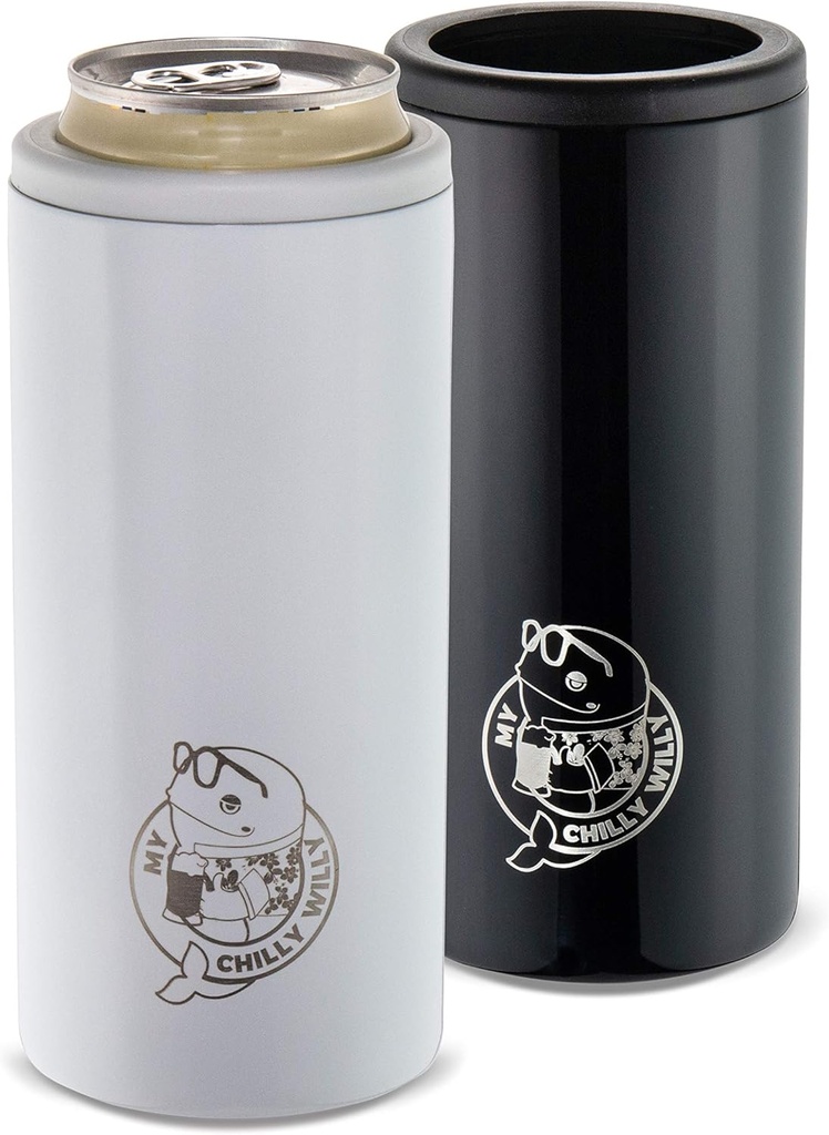 Stainless Steel Insulated Can Cooler Seltzer Buddy by My Chilly Willy - Skinny Tumbler Can Coolers for Slim 12oz Beer Cans like Truly and White Claw - Double Walled Drink Keeper Can Insulator (white)