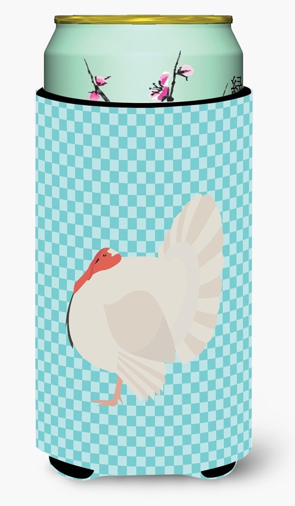 Caroline's Treasures BB8157TBC White Holland Turkey Blue Check Tall Boy Hugger Can Cooler Sleeve Hugger Machine Washable Drink Sleeve Hugger Collapsible Insulator Beverage Insulated Holder