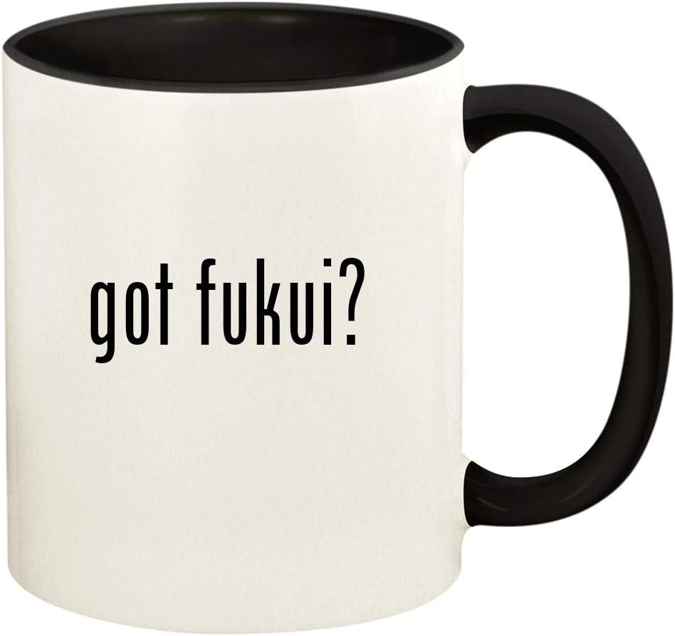 got fukui? - 11oz Ceramic Colored Handle and Inside Coffee Mug Cup, Black