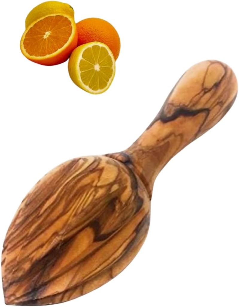 Handcrafted Olive Wood Citrus Squeezer for Oranges and Limes – Rustic Manual Juicer – Mediterranean Style Wooden Lemon Press