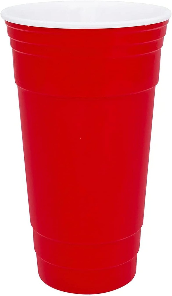 G.E.T. SC-32-R BPA-Free Reusable Plastic Red Party Cup Tumbler Only, 32 Ounce, Red (Set of 12)