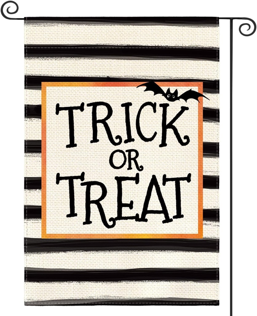 AVOIN colorlife Trick or Treat Garden Flag 12 x 18 Inch Double Sided Outside, Halloween Holiday Yard Outdoor Flag