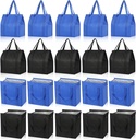 20 Pcs Insulated Shopping Bags for Groceries with Zipper & Handles, Large Foldable Cooler Bags for Hot & Cold Food