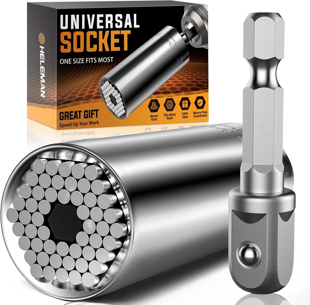 Stocking Stuffers for Men Gifts Christmas Super Universal Socket Tools Gifts for Men: Socket Set with Power Drill Adapter(7-19 MM) Cool Stuff Gadgets for Women Birthday Gifts for Dad Husband Adults