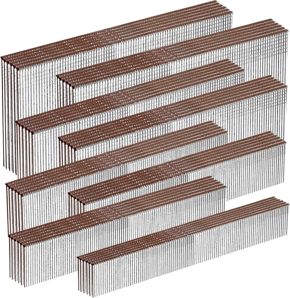 18 Gauge Galvanized Brad Nails Brown T-head 8 Sizes 1600-Pack (1/2"+5/8"+3/4"+1"+1-1/4"+1-1/2"+1-3/4"+2"), 200 per size Assorted Size Project Pack, for Pneumatic, Electric 18GA Brad Nailer Gun