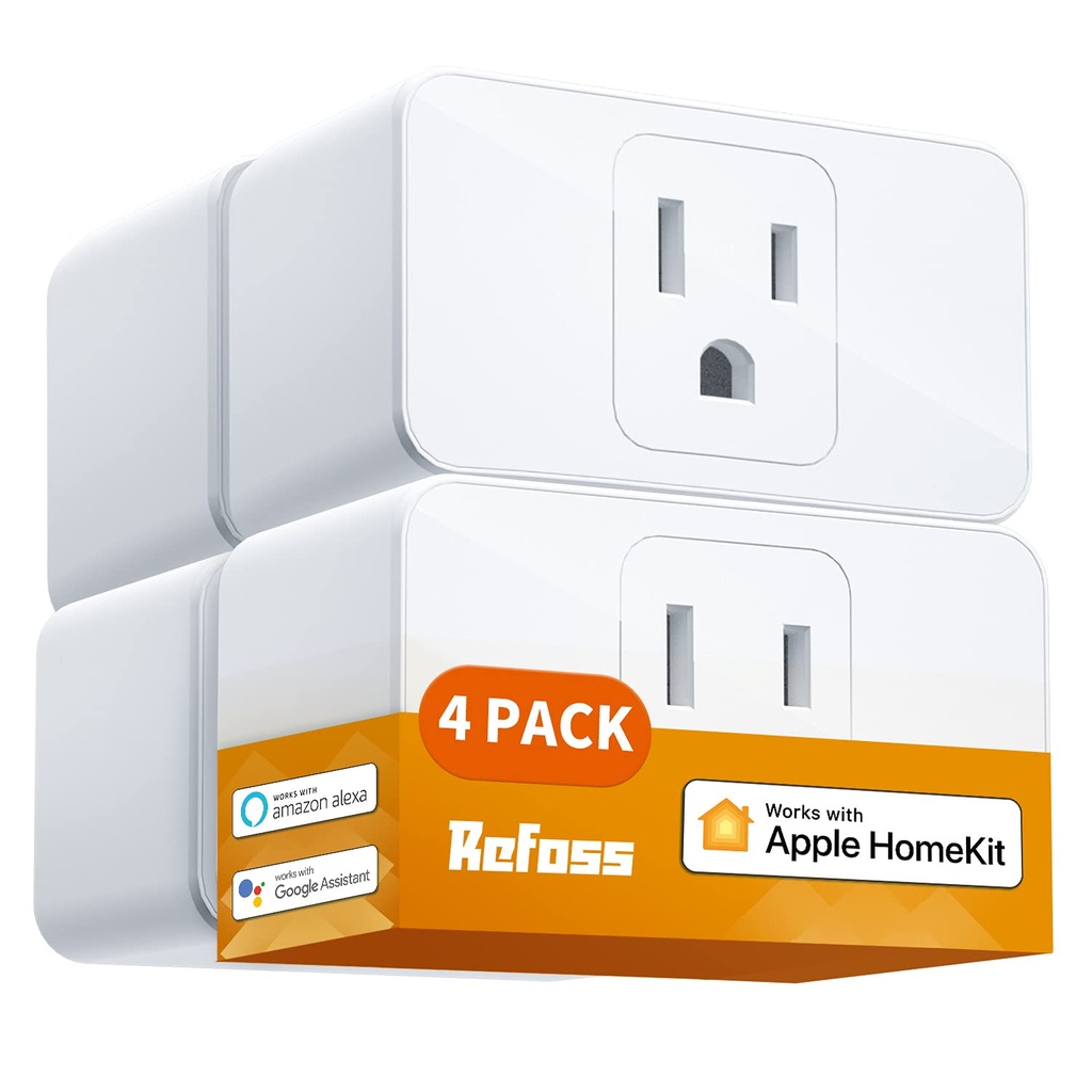 Smart Plug 4 Pack, Refoss Smart WiFi Outlet Works with Apple HomeKit, Alexa, Google Assistant, Siri, Timer & APP Remote Control, 15A