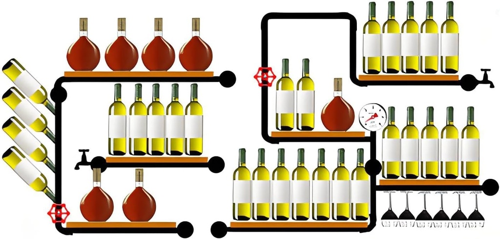 Metal Wine Rack Wall Mounted, Modern Industrial Hanging Liquor Bottles Shelves, Wall Bar Shelves Wall Mounted, Bar Shelves for Liquor Bottles, for Bar, Kitchen, Wine Cellar, Coffee(200x20x100cm)