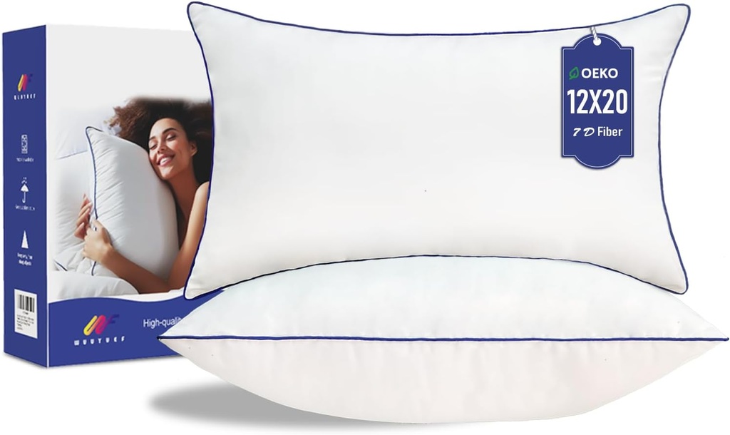 12 x 20 Pillow Insert Set of 2 Indoor Throw Pillow Insert,Rectangle Decorative Pillows Inserts, Throw Pillows for Couch, for Bed,White