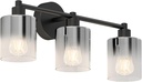 artika Modern Bathroom Vanity Light, 3-Light Sconce - Black Glass, Steel - VAN3-HZ-BL (25.4 x 7.3 x 9.8 in)