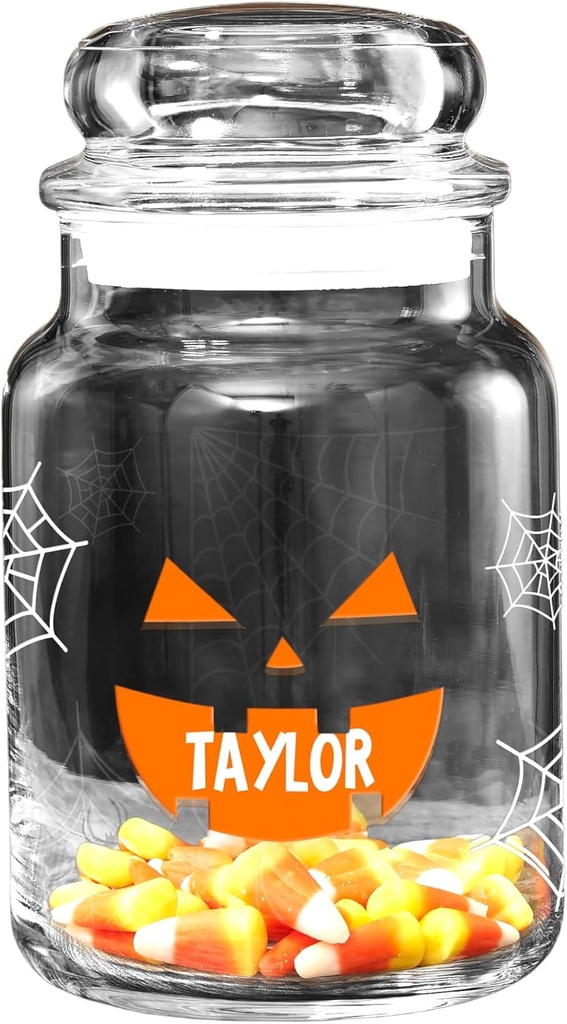 Personalization Universe Jack-o'-Lantern Personalized Glass Halloween Treat Jar