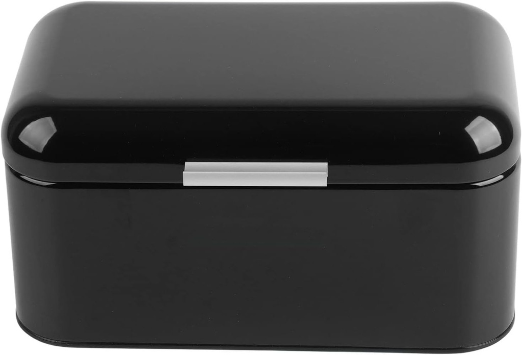 Bread Box, Iron Solid Color Retro Metal Bread Bin, Large Bread Storage Container for Homemade Bread, Toast, Bagel, Donut and Cookies (Black)