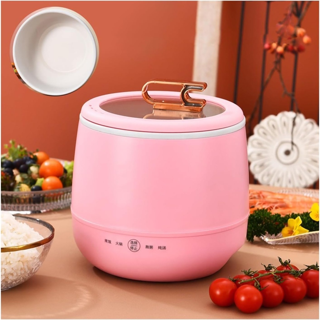 GRFIT Multifunctional Electric Rice Cooker Hotpot Skillet Soup Porridge Stew Shabu Non-Stick Ceramic Pot Food Meal Steamer Heater (Color : C)