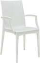 LeisureMod Hickory Weave Indoor Outdoor Patio Dining Side Armchair (White)