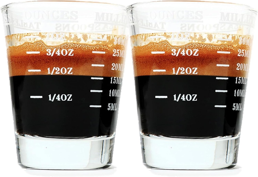 Shot Glass Measuring Cup | Non Fading | Bar Bartender Accessories, Jigger for Bartending | Tablespoon Measuring Spoon (2, White)