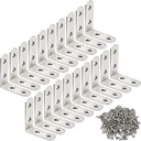8 Pack L Bracket Corner Braces 2 Inch Stainless Steel Heavy Duty Shelf Bracket for Wood Shelves, Wall Hanging Support 90 Degree Joint Right Angle Brackets with Screws
