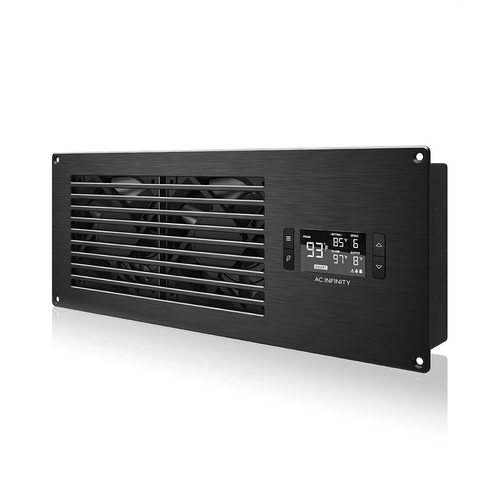 AC Infinity AIRFRAME T7 Black, High-Airflow Cooling Fan System 17", Exhaust Airflow, for AV Equipment Rooms, Closets, and Enclosures