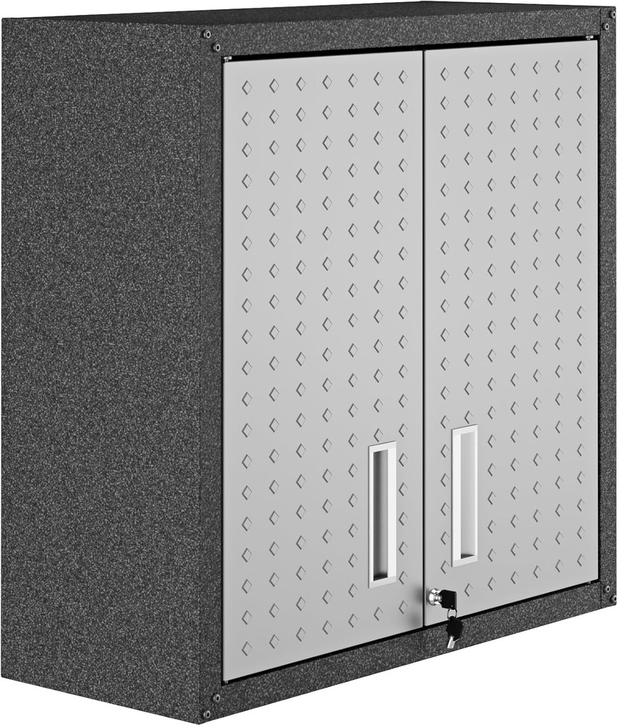 Manhattan Comfort Fortress Floating Garage Storage Cabinet, Black/Grey