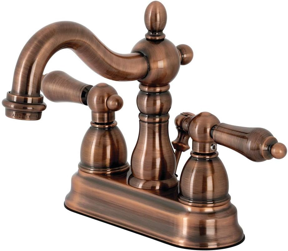 Kingston Brass KB160ALAC Heritage 4 in. Centerset Bathroom Faucet, Antique Copper