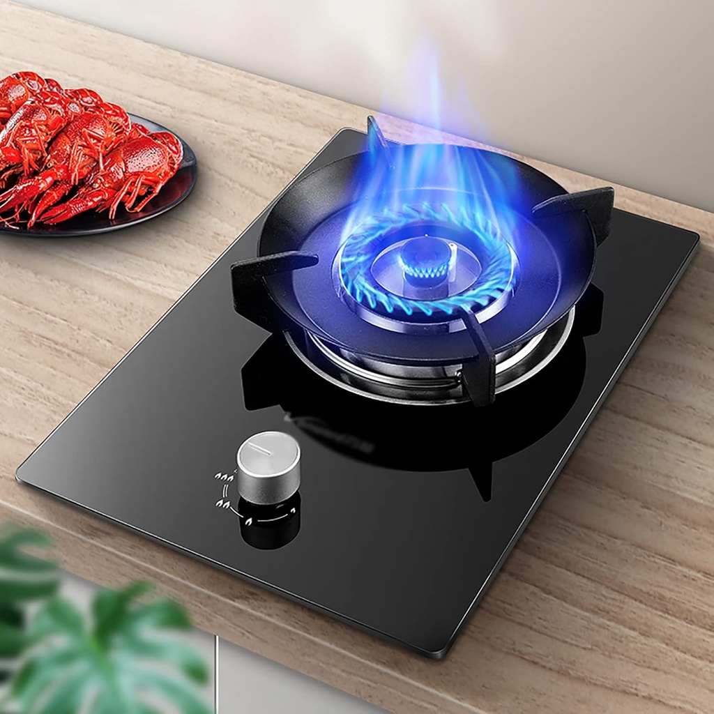 Gas Hob Cooker Gas Stove 32CM Built-in Gas Stove LPG Cooker FFD Indoor Black Explosion-Proof Glass Panel 5.0kW [Energy Class A] (Color : NG) (Ng)