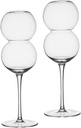 SECFOU Creative High Footed Crystal Goblets 2pcs Decorative Cocktail Glasses Modern Glassware for Home Bar Unique Round Bubble Design for Parties and Celebrations